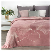 domtextilu.sk Kvalitná ružová deka vhodná ako prehoz so zlatým vzorom 150 x 200 cm 45034