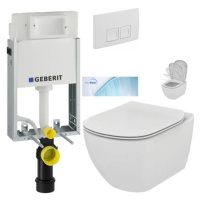GEBERIT KOMBIFIXBasic vr. bieleho  tlačidla DELTA 50 + WC Ideal Standard Tesi so sedadlom SoftCl