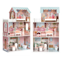 Drevený domček pre bábiky so súpravou nábytku