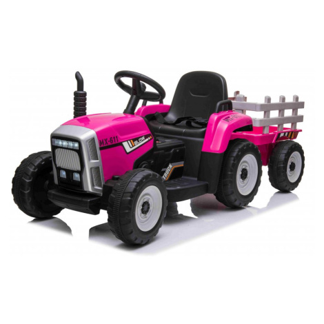Mamido  Mamido Elektrický traktor s vlečkou T2 ružový 12V7Ah EVA kolesá
