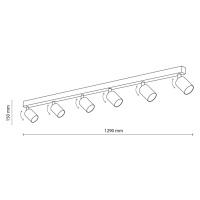 Stropný reflektor Top, nastaviteľný, hnedý, lineárny so šiestimi plameňmi