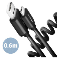 AXAGON BUCM-AM10TB Twister cable USB-C  <-> USB-A, 0,6m, USB 2.0, 2.4A, ALU, PVC, Black