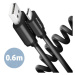 AXAGON BUCM-AM10TB Twister cable USB-C  <-> USB-A, 0,6m, USB 2.0, 2.4A, ALU, PVC, Black