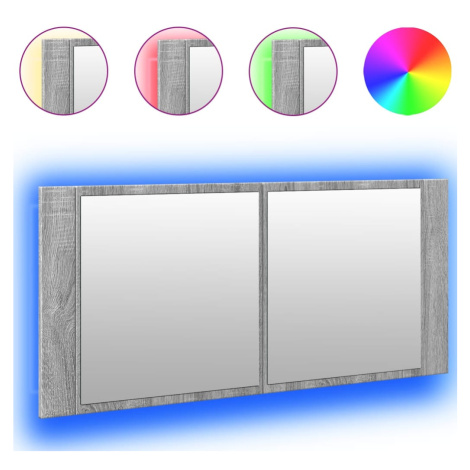 vidaXL LED kúpeľňová zrkadlová skrinka sivá sonoma 100x12x45 cm