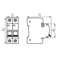 Istič 2-pólový B/6A 6kA Rada:KMB6 (Kanlux)