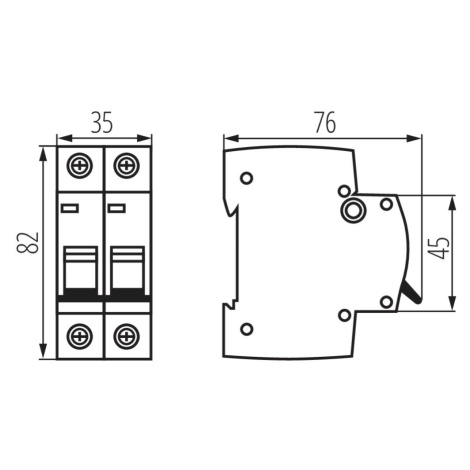 Istič 2-pólový B/6A 6kA Rada:KMB6 (Kanlux)