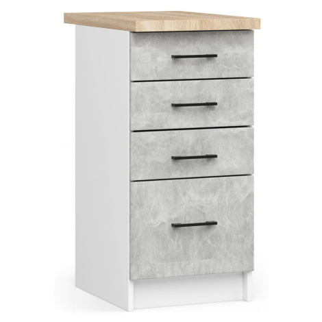 Kuchyňská skříňka Olivie S 40 cm 4S bílá/beton/dub sonoma