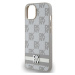 DKNY PU Leather Checkered Pattern and Stripe Zadný Kryt pre iPhone 14 Beige