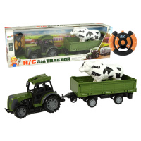mamido Traktor s vlečkou a figúrkou kravičky na diaľkové ovládanie RC zelený