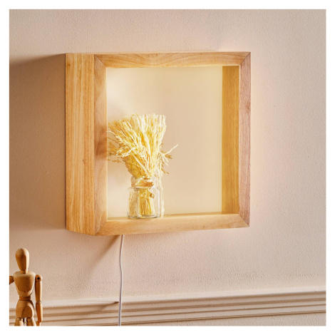 Nástenné LED svetlo Window, 37x37 cm, dubové drevo Fabas Luce