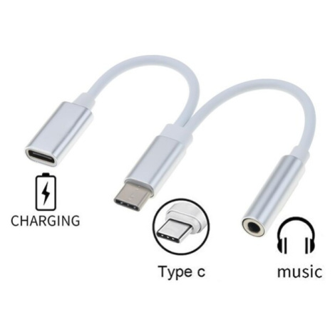 PremiumCord Prevodník USB-C na audio konektor jack 3,5mm female + USB typ C konektor na nabíjani