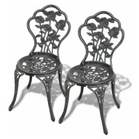 Záhradné bistro stoličky 2 ks liaty hliník Zelená,Záhradné bistro stoličky 2 ks liaty hliník Zel