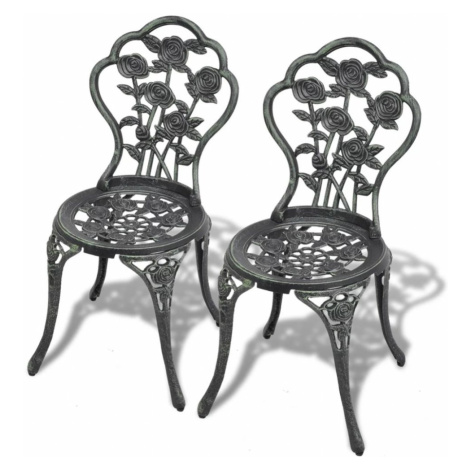 Záhradné bistro stoličky 2 ks liaty hliník Zelená,Záhradné bistro stoličky 2 ks liaty hliník Zel vidaXL