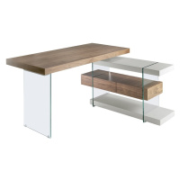Estila Moderný kancelársky stôl Vita Naturale zo skla s drevenými doskami 140cm
