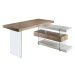 Estila Moderný kancelársky stôl Vita Naturale zo skla s drevenými doskami 140cm