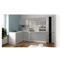 Rohová kuchyňa Emilia Lux ľavý roh 260x180 cm (sivá lesk)