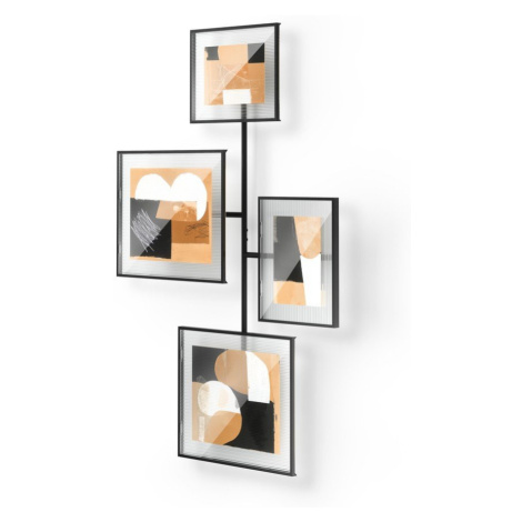 Lesklý čierny kovový/sklenený rámček na stenu 57x99 cm Flute – Umbra