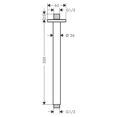 Hansgrohe Vernis Shape, prívod od stropu 300 mm, čierna matná, HAN-26407670