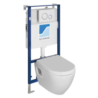 SAPHO - Závesné WC NERA s podomietkovou nádržkou a tlačidlom Schwab, biela NS952-SET5