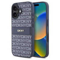 DKNY Leather Repeat Pattern Kryt pre iPhone 16, Modrý