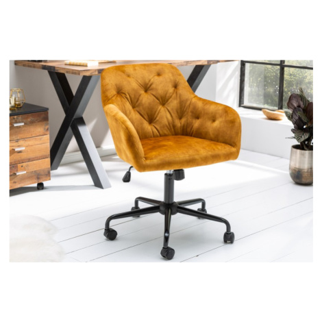 LuxD Dizajnová kancelárska stolička Kiara horčicový zamat