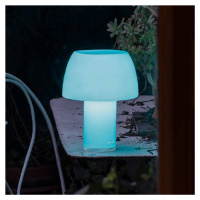 Nemo LED dobíjacia stolná lampa Lorosae, modrá, sklo, IP54, USB