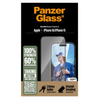 PanzerGlass - Tvrdené sklo UWF s aplikátorom pre Apple iPhone 16, čierna