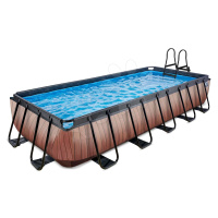 Bazén s pieskovou filtráciou Wood pool Exit Toys oceľová konštrukcia 540*250*100 cm hnedý od 6 r