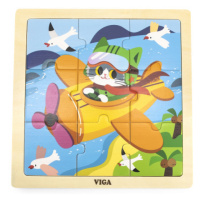 Puzzle na podstavci Viga 44632 9 dielikov - lietadlo