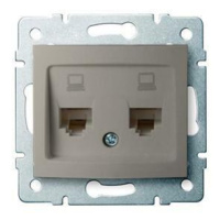 DOMO   Dvojitá dátová zásuvka , nezávislá (2xRJ45Cat 6 Jack) Šampanská 