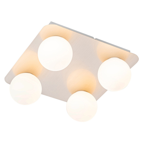 Moderné kúpeľňové stropné svietidlo oceľové hranaté 4 svietidlo - Cederic QAZQA