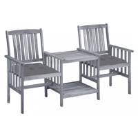 Zaradné stoličky so stolíkom akácia / látka Dekorhome Sivá,Zaradné stoličky so stolíkom akácia /