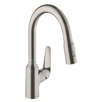 Hansgrohe Focus M42, drezová batéria M429-H180 s výsuvnou spŕškou, vzhľad nehrdzavejúcej ocele, 