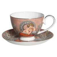 Home Elements Porcelánová šálka 270 ml s tanierikom, Mucha tmavá