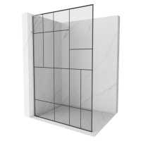 Mexen Kioto L, sprchová zástena Walk-In 90 x 200 cm, 8mm číre sklo čierny vzor, chrómový profil,