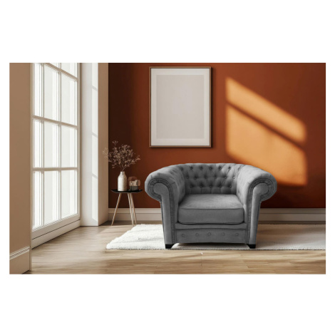 Livetastic KRESLO CHESTERFIELD, textil, kompozitné drevo, sivá