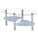 Konferenčný stolík, oceľ / číre sklo / mliečne sklá, wave new