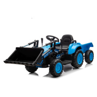 mamido  Detský elektrický traktor s radlicou a prívesom modrý