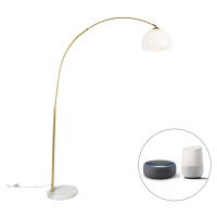 Inteligentná oblúková lampa z mosadze s bielym tienidlom vrátane Wifi A60 - Arc Basic