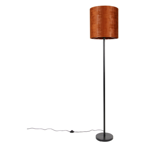 Stojacia lampa čierny velúrový odtieň oranžová 40 cm - Simplo QAZQA