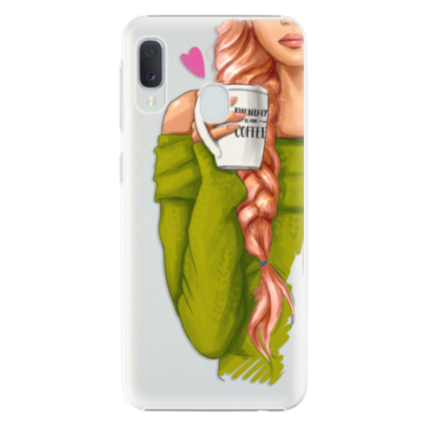 Plastové puzdro iSaprio - My Coffe and Redhead Girl - Samsung Galaxy A20e