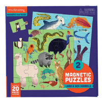 Magnetické puzzle - Zvířata ze souše a moře (2x20 dílků)