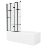 MEXEN/S - Cubik obdĺžniková vaňa 150 x 70 cm s panelom + vaňová zástena 100 cm, čierna vzor 5503