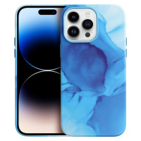 Plastové puzdro na Apple iPhone 14 Pro Leather Mag PU Splash modré