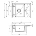 Deante Magnetic, granitový drez na dosku 640x500x219 mm Z/KO, 3,5" + priestorovo úsporný sifón, 