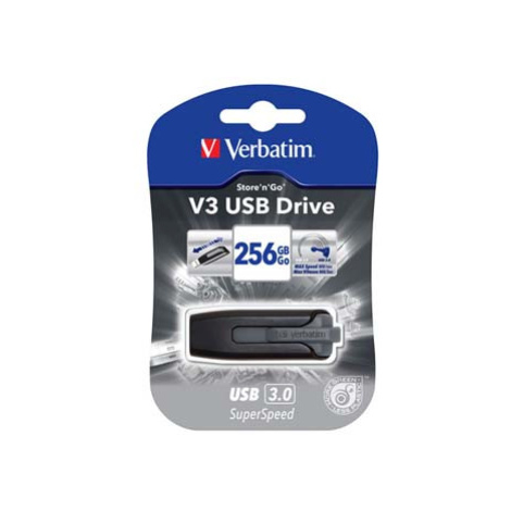 Verbatim USB flash disk, USB 3.0, 256GB, V3, Store N Go, černý, 49168, USB A, s výsuvným konekto