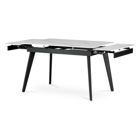 AUTRONIC HT-405M WT Jedálenský stôl 120+30+30x80 cm, keramická doska sivý mramor, kov, čierny ma