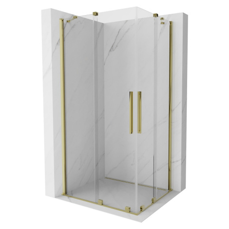 MEXEN/S - Velar Duo štvorcový sprchovací kút 90 x 80, transparent, zlatá 871-090-080-02-50