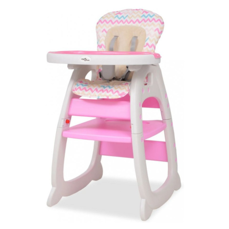 Detská jedálenská stolička 3v1 so stolíkom Dekorhome Ružová vidaXL
