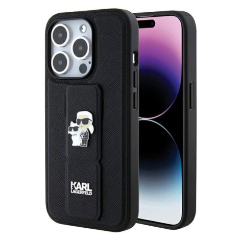 Kryt Karl Lagerfeld KLHCP15LGSAKCPK iPhone 15 Pro 6.1" black hardcase Gripstand Saffiano Karl&Ch